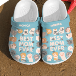 Custom Name Paw Crocs Best Mom Ever Rubber Crocs Clog Shoes Comfy Footwear