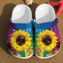 Sunflower Hippie Pattern Girl Classic Style Rubber Crocs Clog Shoes Comfy Footwear