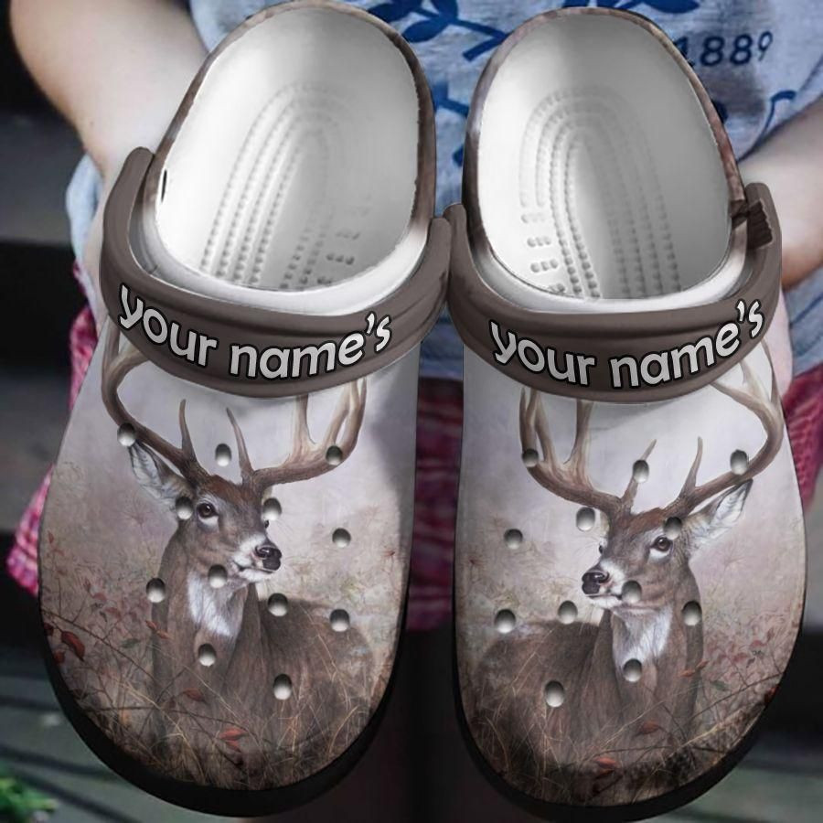 Custom Name Deer Hunting Gift For Lover Rubber Crocs Clog Shoes Comfy Footwear