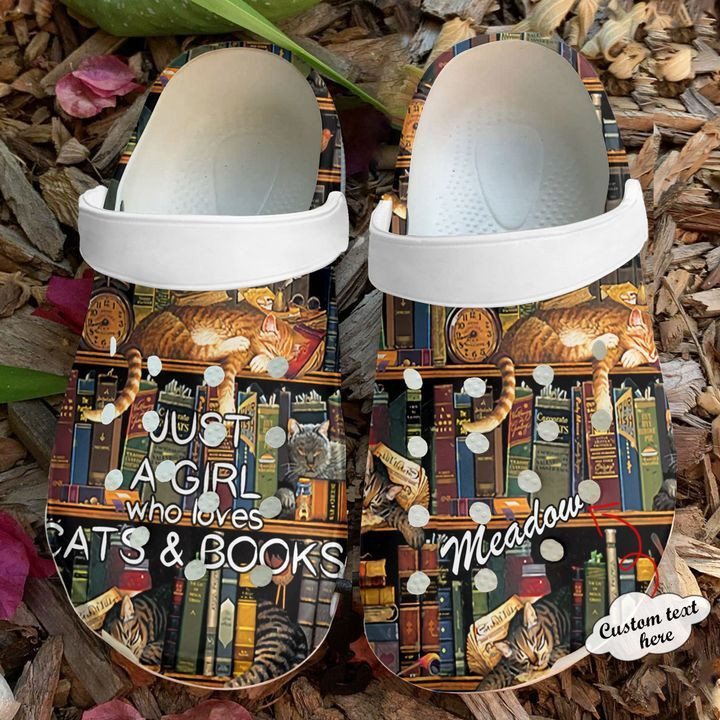 Reading Crocs - Personalized Cat And Books Clog Shoes For Men And Women