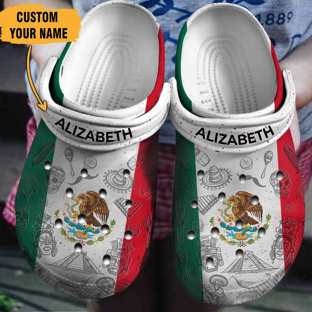 Mexico Flag Gift For Fan Classic Water Rubber Crocs Clog Shoes Comfy Footwear