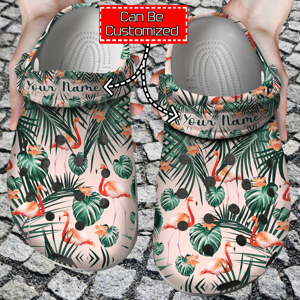 Flamingo Crocs - Tropical Patterns Flamingo Clog Shoes For Men And Women