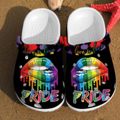 Pride Lips Love Is Lgbt Rainbow Rubber Crocs Clog Shoes Comfy Footwear