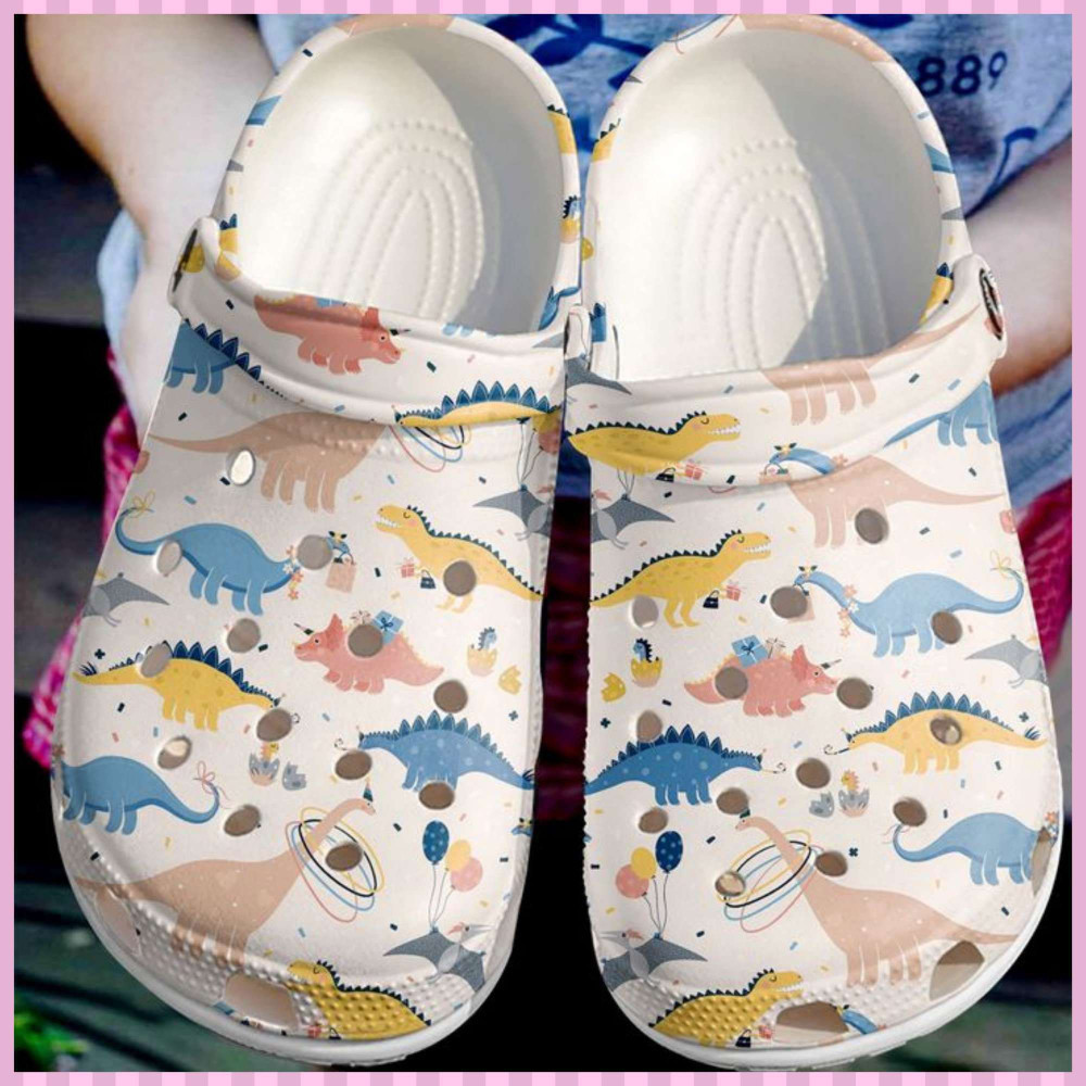 Dinosaur Dino Pattern Rubber Crocs Clog Shoes Comfy Footwear