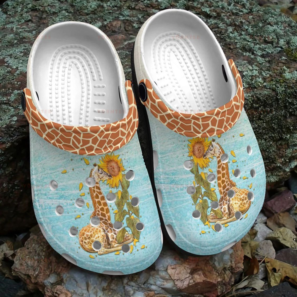 Giraffe And Sunflower 3 Gift For Lover Rubber Crocs Clog Shoes Comfy Footwear