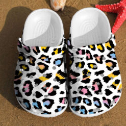 Leopard Print Colorful Glitter Rubber Crocs Clog Shoes Comfy Footwear