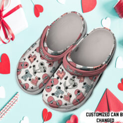 Personalized Boy Valentines Pattern Skateboard Hearts Crocs Clog Shoes For Men And Women