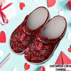 Personalized Unicorn Heart Valentine Glitter Crocs Clog Shoes For Men And Women