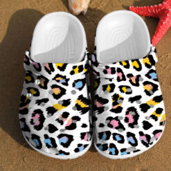 Leopard Print Colorful Glitter Gift For Fan Classic Water Rubber Crocs Clog Shoes Comfy Footwear