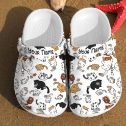 Cat Pattern Gift For Lovers Classic Water Rubber Crocs Clog Shoes Comfy Footwear