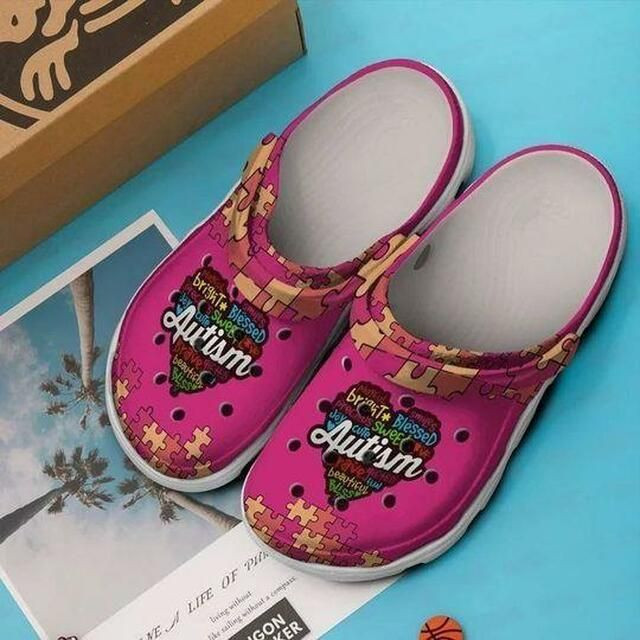 Autism Collection Pink Personalized Gift For Lover Rubber Crocs Clog Shoes Comfy Footwear