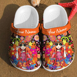 Hippie Girl Comfortable Women Classic Style Birthday Custom Crocs Clog Shoes Comfy Footwear