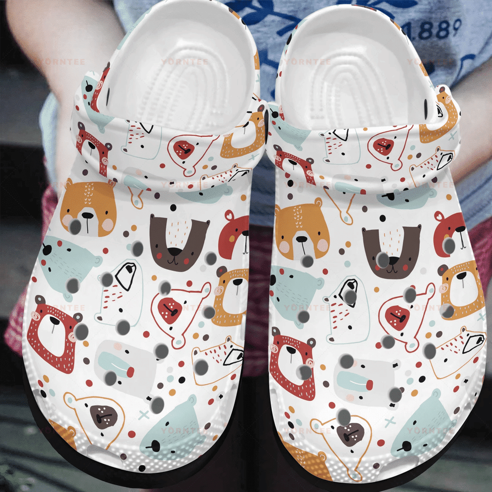 Lots Of Bear Colorful Gift For Lover Rubber Crocs Clog Shoes Comfy Footwear