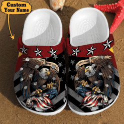 Veterans Crocs - Eagle America Flag Veteran Gift Clog Shoes For Men And Women