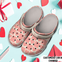 Personalized Valentines Pattern Pink Checkerboard Hearts Crocs Clog Shoes For Men And Women