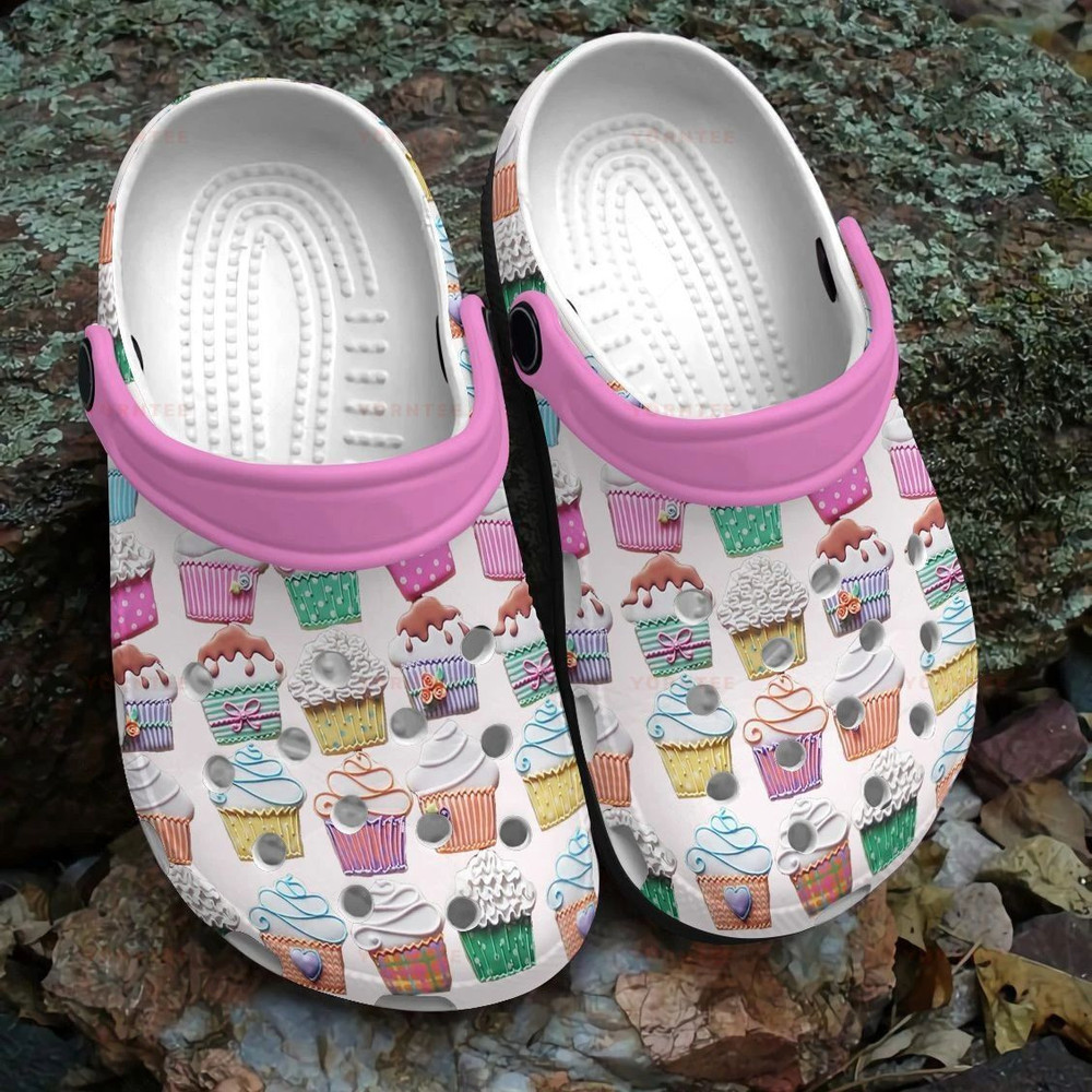 Lovely Cupcake Colorfull Gift For Lover Rubber Crocs Clog Shoes Comfy Footwear