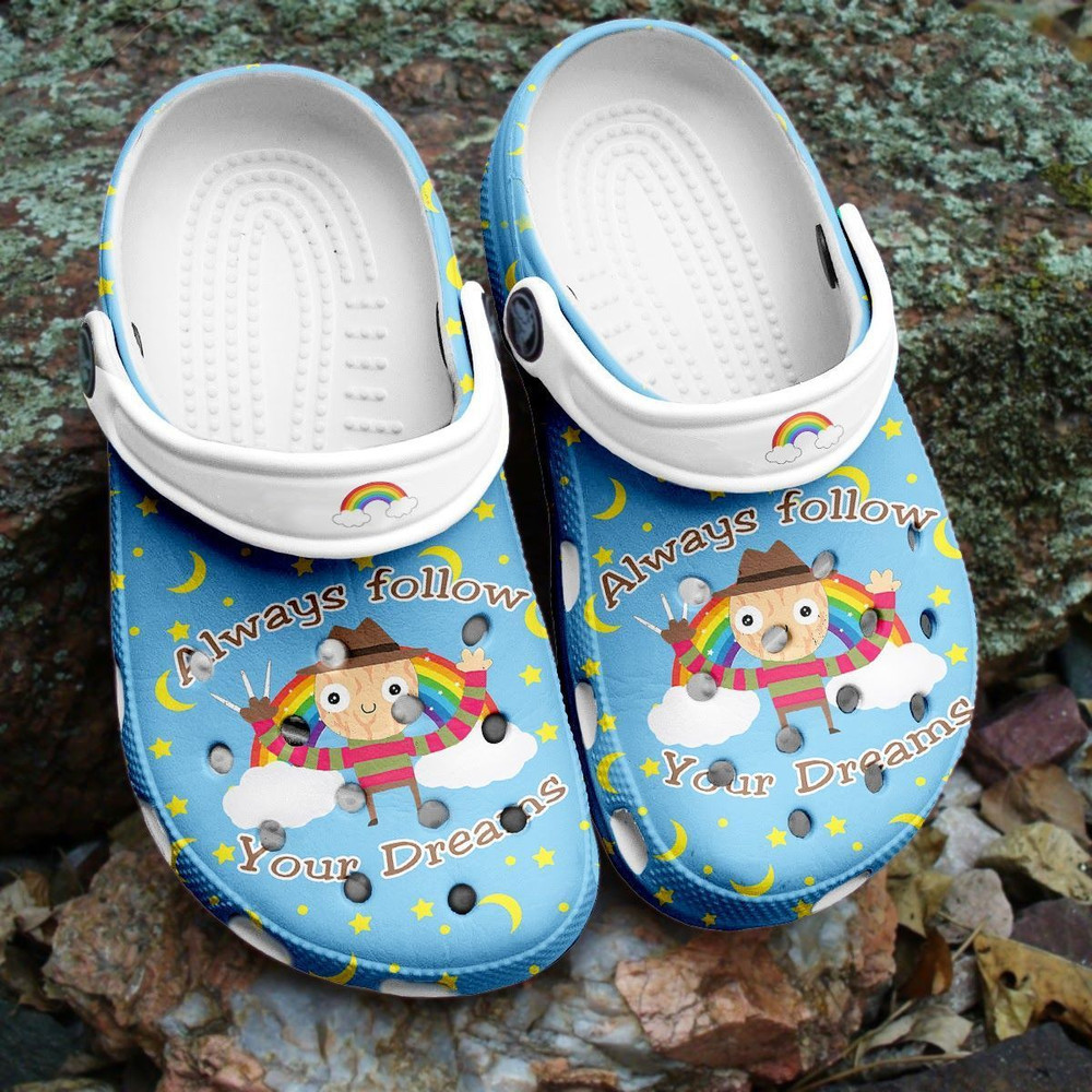 Halloween Rainbow Always Follow Your Dreams A124 Gift For Lover Rubber Crocs Clog Shoes Comfy Footwear