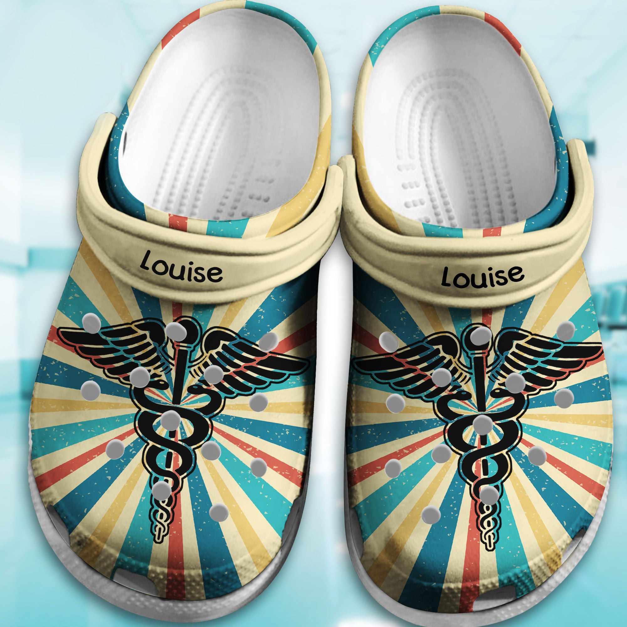 Vintage Retro Nurse Shoes Customize Name - Caduceus Outdoor Shoes Gift For Men Women