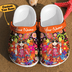 Hippie Crocs - Personalized Hippie Girl Comfortable Women Classic Style Birthday Clog Shoes For Men And Women