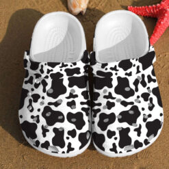 Cow Pattern Skin Dairy Farmer Cattle Lovers Rubber Crocs Clog Shoes Comfy Footwear