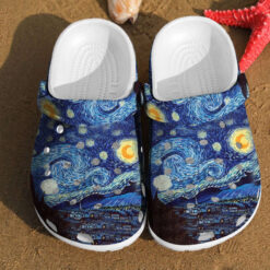 Starry Night Vincent Van Gogh Paintings Gift For Fan Classic Water Rubber Crocs Clog Shoes Comfy Footwear