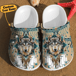 Wolf Crocs - Wolf Native American Dreamcatcher Gift For Lovers Style Clog Shoes For Men And Women