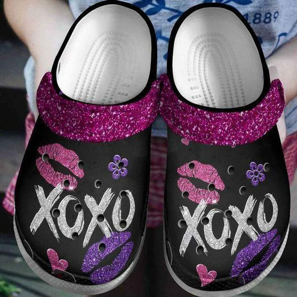 Xoxo Kiss Bling Bling Personalized 202 Gift For Lover Rubber Crocs Clog Shoes Comfy Footwear