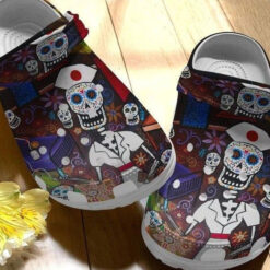 Nurse Skulls Pattern Mexico Rubber Crocs Clog Shoes Comfy Footwear