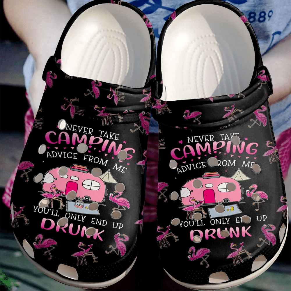 Camping Advices From Me Flamingo And Bus Camp Gift For Lover Rubber Crocs Clog Shoes Comfy Footwear