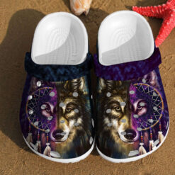 Wolf Art Dreamcatcher Two Face Gift For Lovers Native American Gift For Lover Rubber Crocs Clog Shoes Comfy Footwear