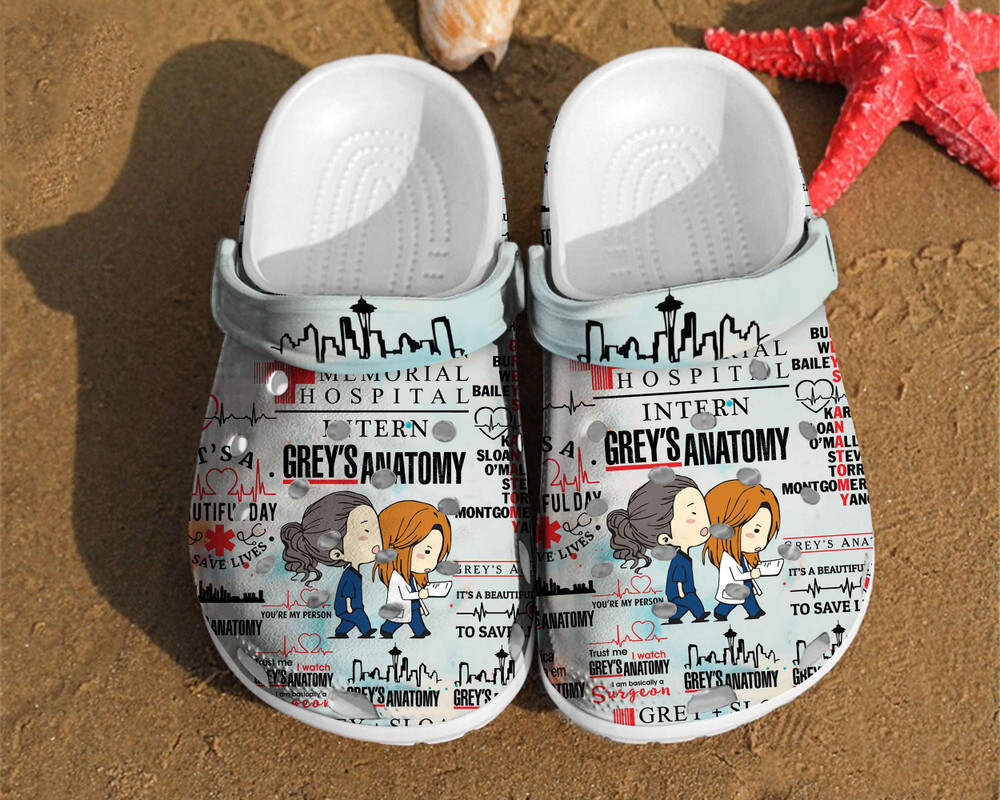 Grey Anatomy Nurse Pattern Comfortable Gift For Lover Rubber Crocs Clog Shoes