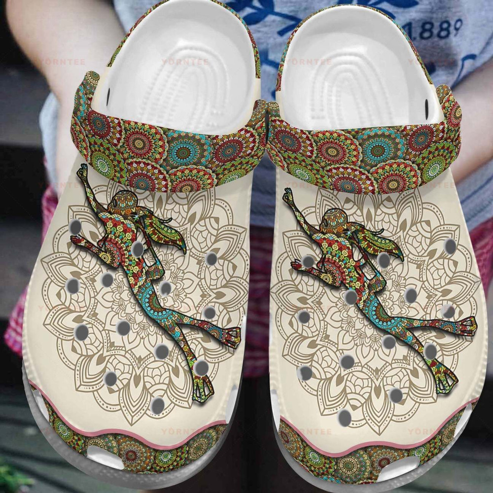 Scuba Diving Mandala Gift For Lover Rubber Crocs Clog Shoes