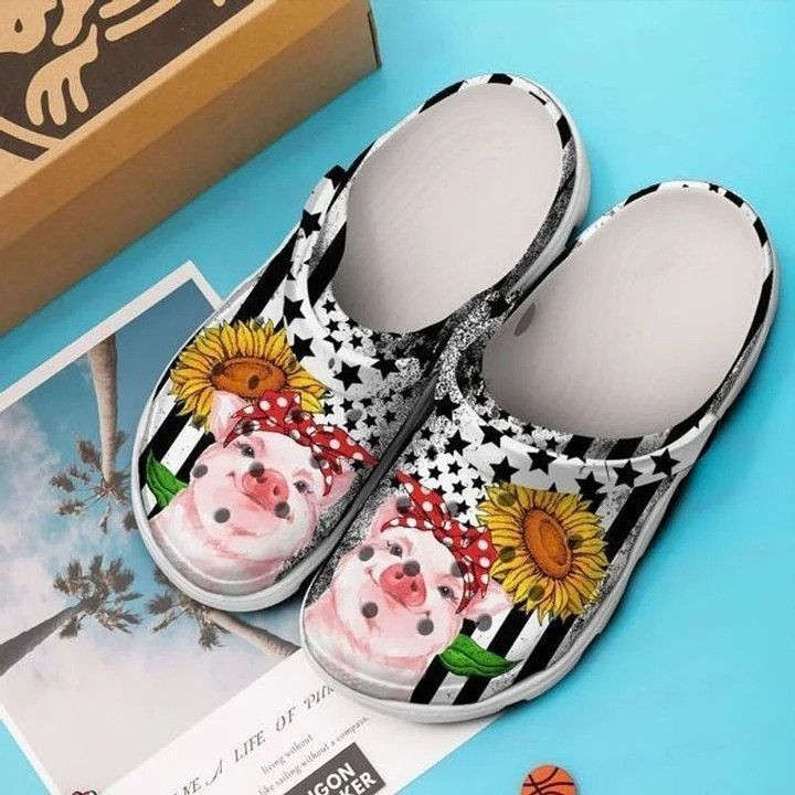 Pig Sunflower Rubber Crocs Clog Shoes