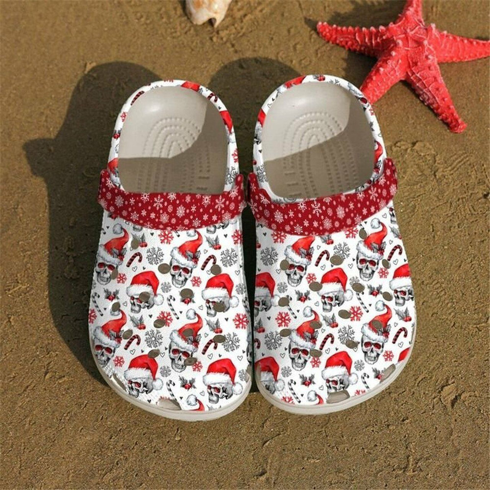 Skull Xmas Bling Bling 102 Gift For Lover Rubber Crocs Clog Shoes