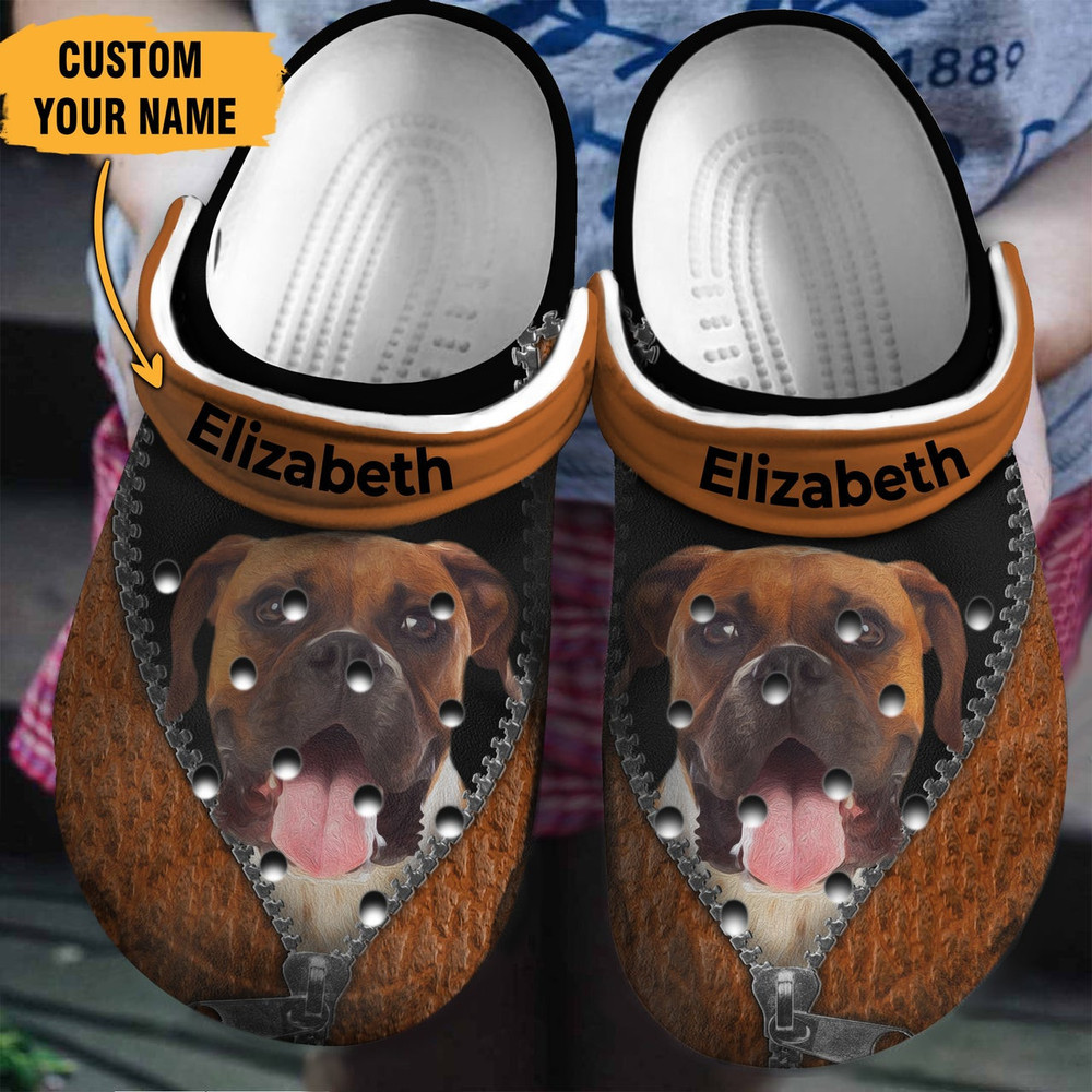 Personalized Boxer Brown Zipper Crocs Clog Shoes For Men And Women