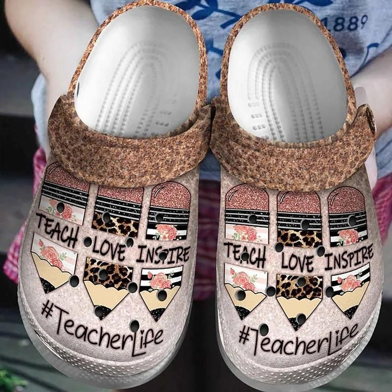 Teacher Life Crocs Teach Love Inspire Crocs Teacher Crocs Rubber Crocs Clog Shoes