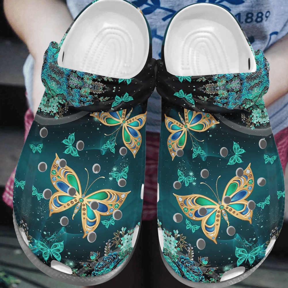 Lighting Buttefly Magical Butterflies Gift For Lover Rubber Crocs Clog Shoes