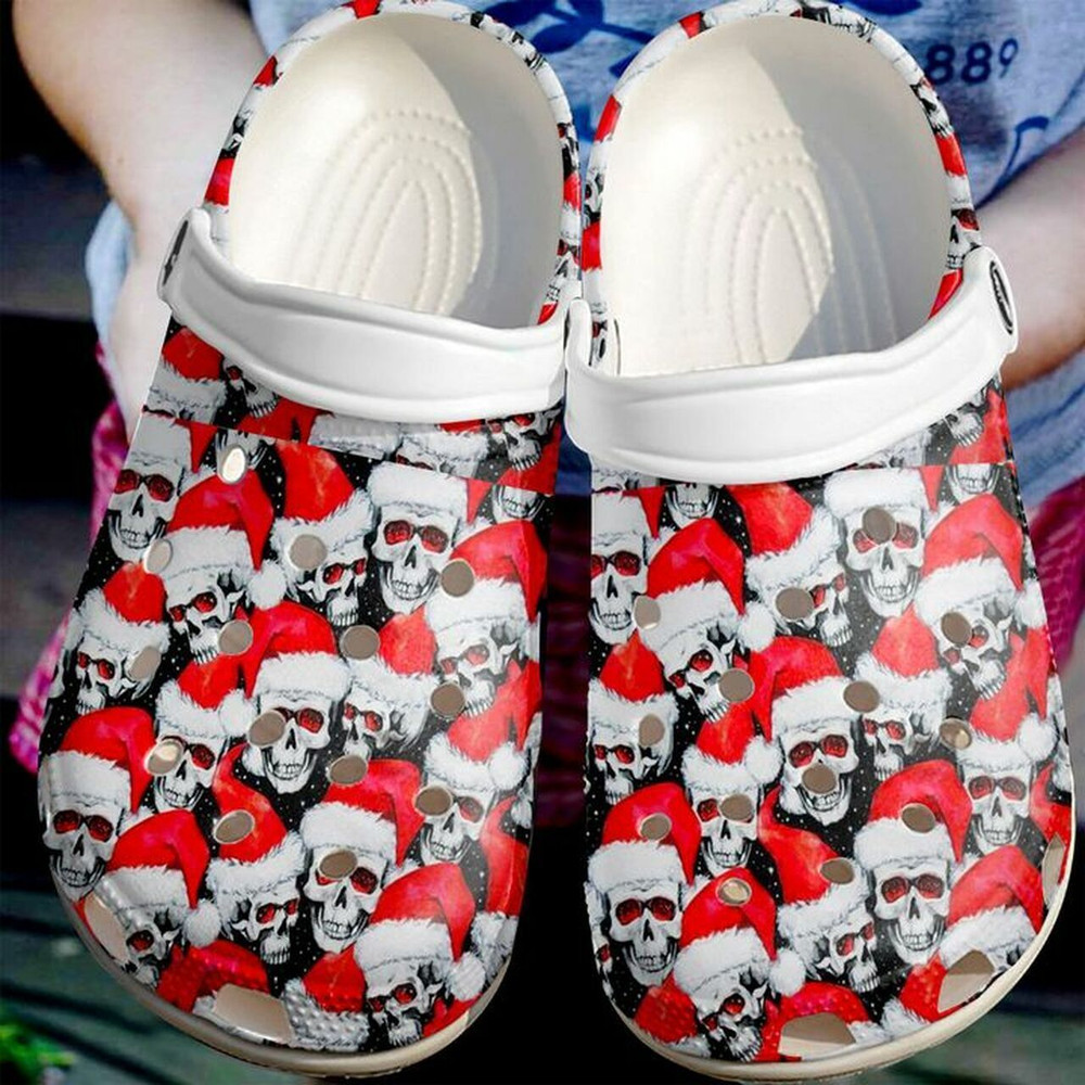 Skull Christmas Face 102 Custom Name Gift For Lover Rubber Crocs Clog Shoes