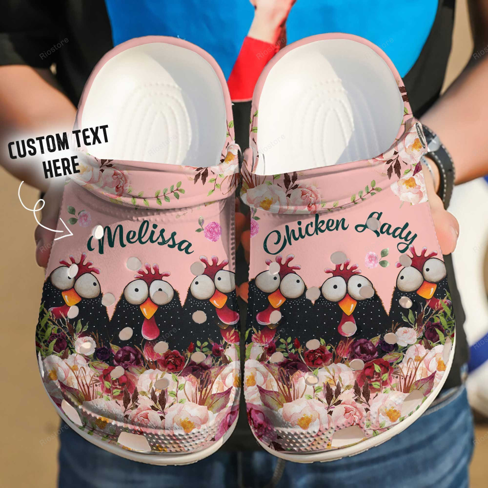 Chicken Lady Custom Name Gift For Lover Rubber Crocs Clog Shoes