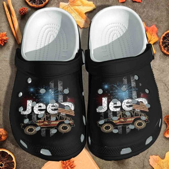 Jeep Car American Flag Gift Rubber Crocs Clog Shoes