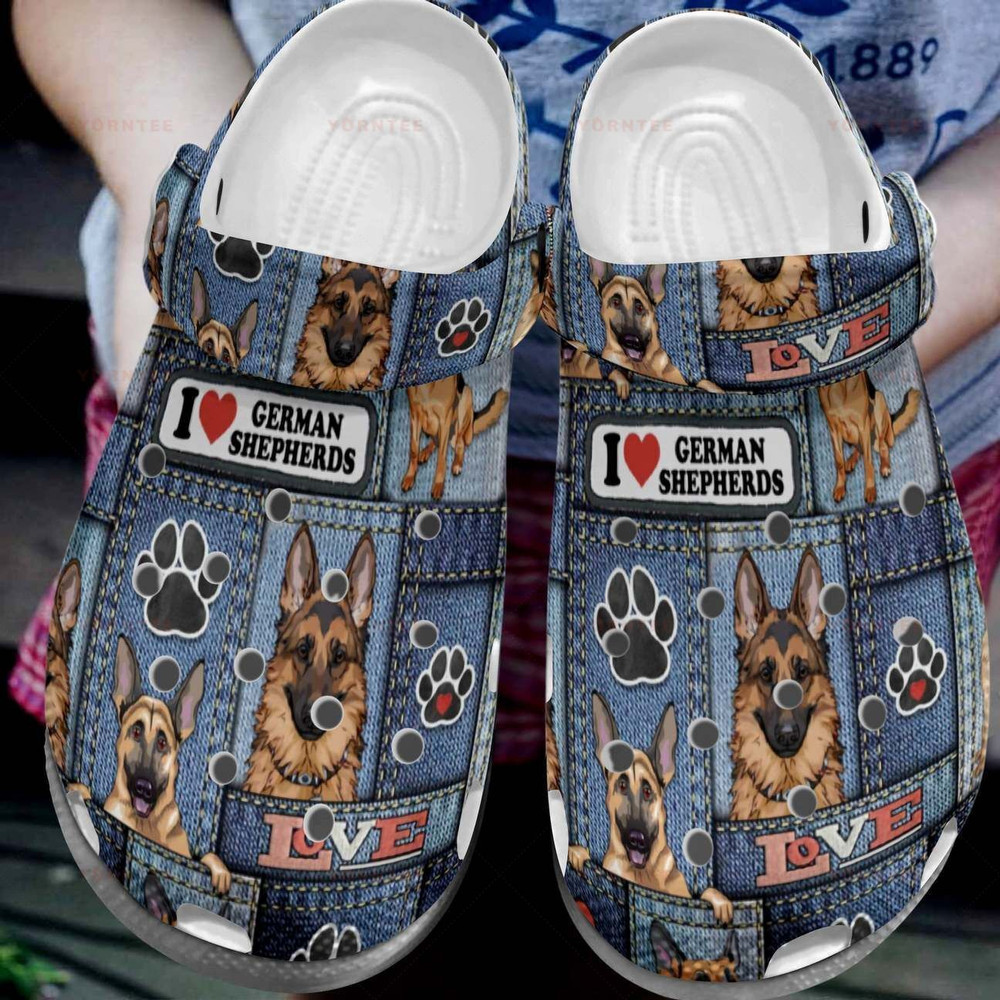 I Love Shepherds Dog Gift For Lover Rubber Crocs Clog Shoes
