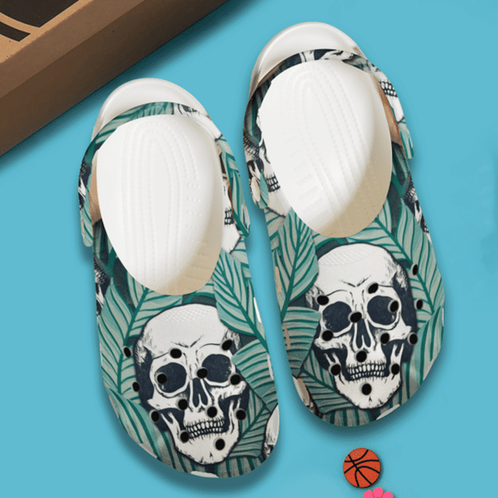 Skull Tropical Personalized 102 Gift For Lover Rubber Crocs Clog Shoes