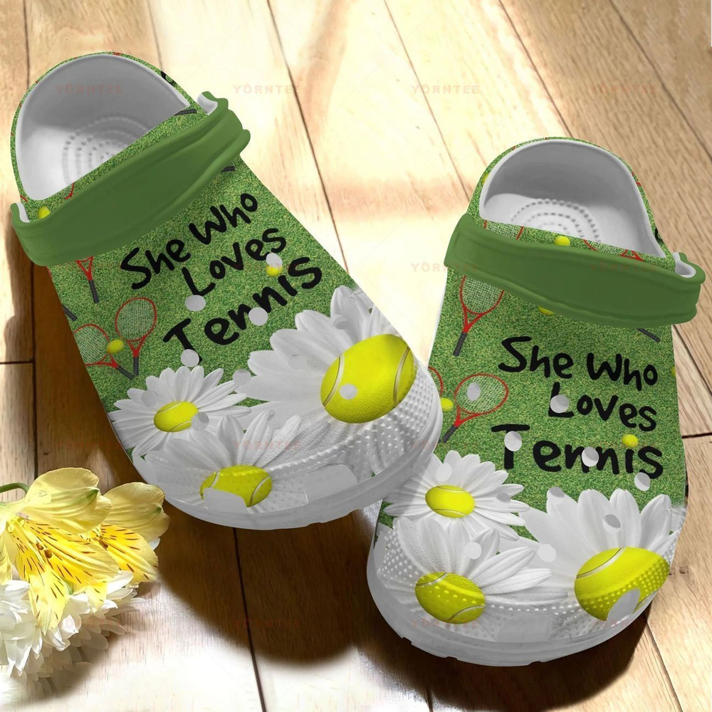 She Who Loves Tennis Gift For Lover Rubber Crocs Clog Shoes