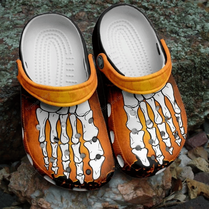 Halloween Skeleton Foot For Men And Women Gift For Fan Classic Water Rubber Crocs Clog Shoes