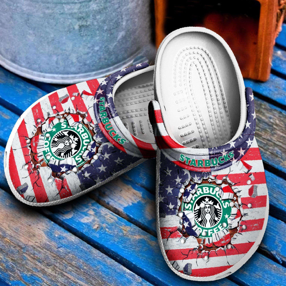 Star Buck American Flag Rubber Crocs Clog Shoes