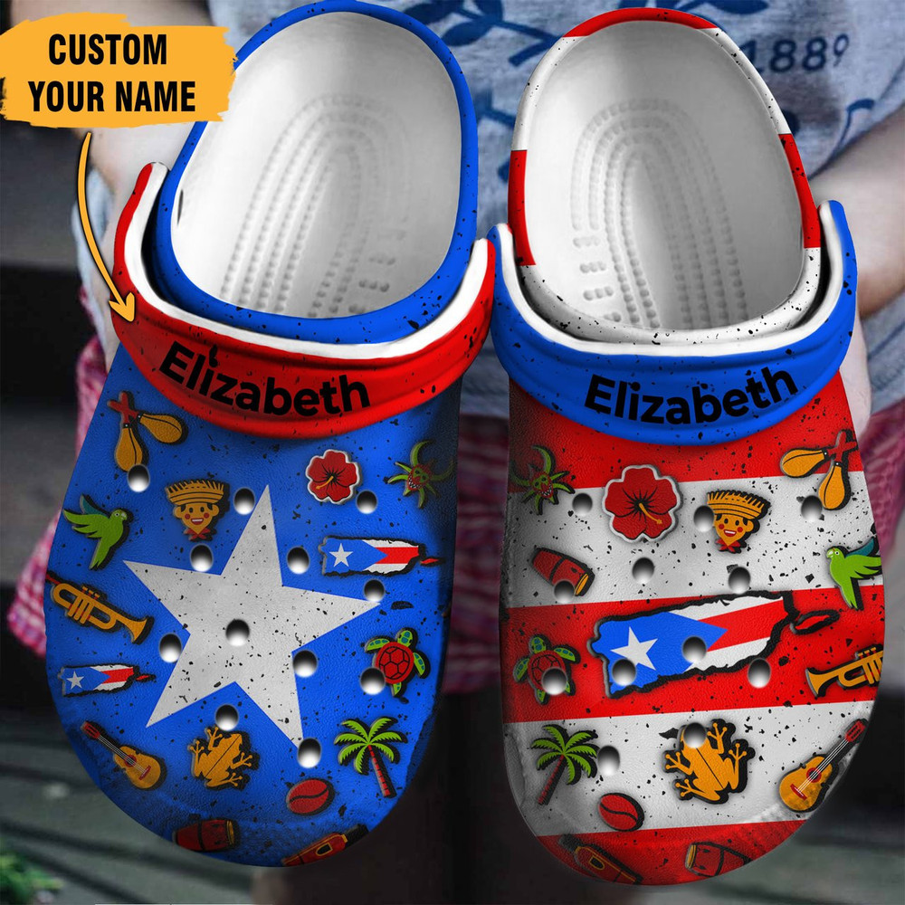 Puerto Rican Flag Symbols Gift For Fan Classic Water Rubber Crocs Clog Shoes