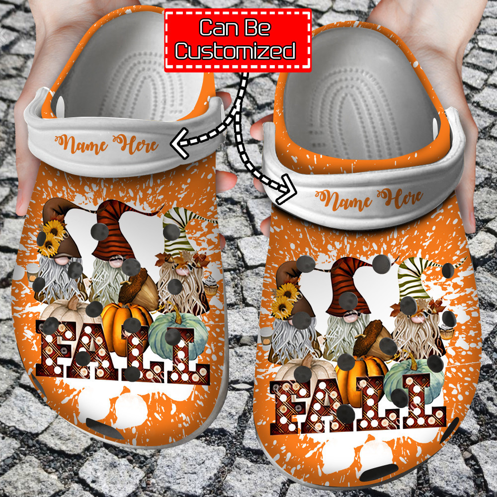 Personalized Fall Crocs - Fall Gnomes Pumpkin Clog Shoes For Men And Women