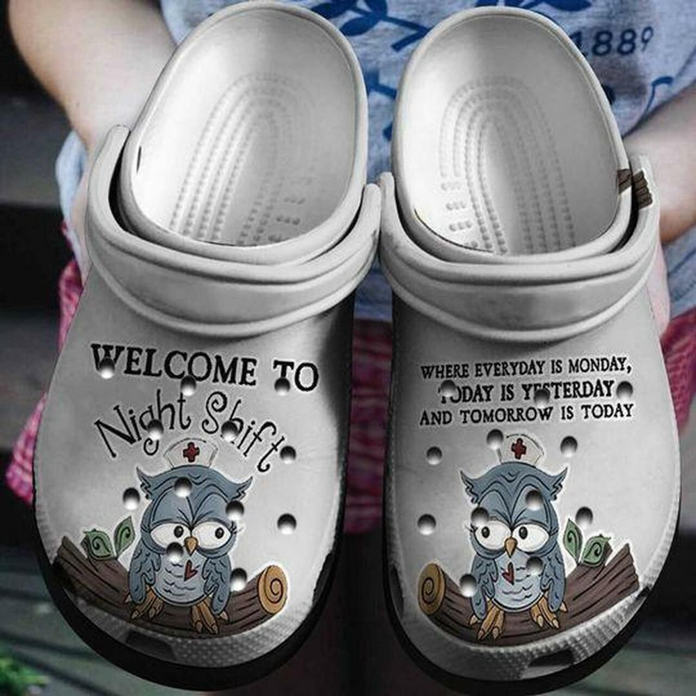 Welcome To Night Shift Nurses Personalized Gift For Lover Rubber Crocs Clog Shoes