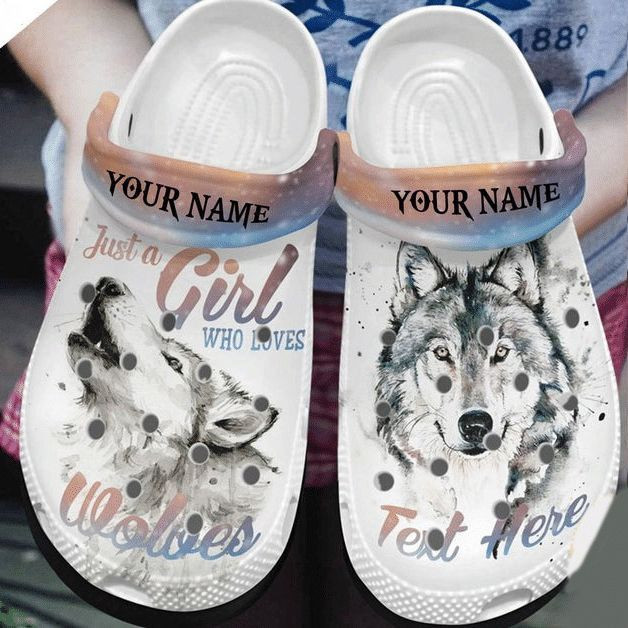 Wolf Girl Custom Name Crocs Rubber Crocs Clog Shoes