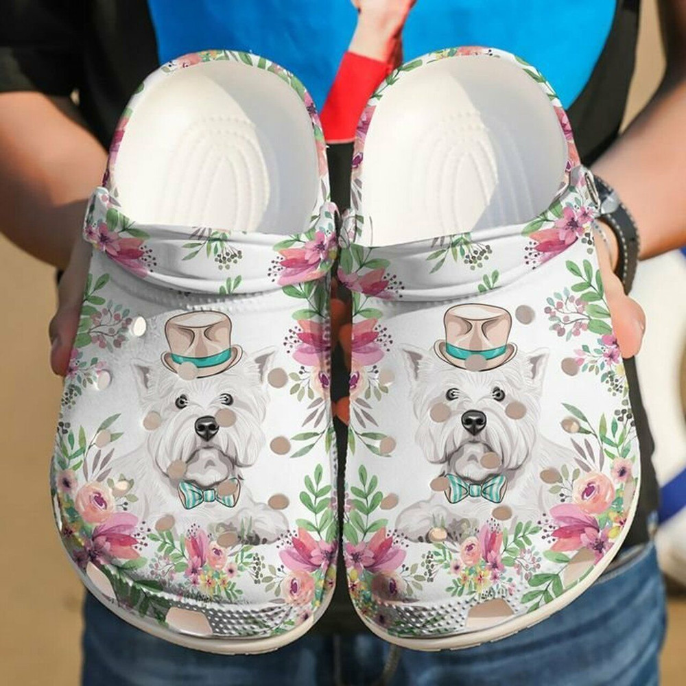 Westie Hipster Flower 102 Gift For Lover Rubber Crocs Clog Shoes